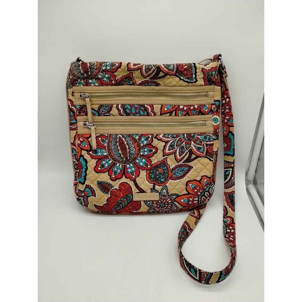 Vera Bradley Iconic Triple Zip Hipster Crossbody Purse Desert Floral Very Nice